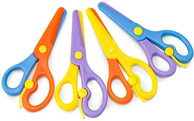 Main image of Toddler Scissors, 4PCS Adaptive Blunt Tip Training Safety Scissors for Kids, Child Hand-Eye Coordination Development, Early Preschool Development Tools, Stocking Stuffer DIY Craft Projects