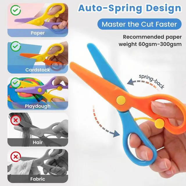 Alt view image 3 of 6 - Toddler Scissors, 4PCS Adaptive Blunt Tip Training Safety Scissors for Kids, Child Hand-Eye Coordination Development, Early Preschool Development Tools, Stocking Stuffer DIY Craft Projects
