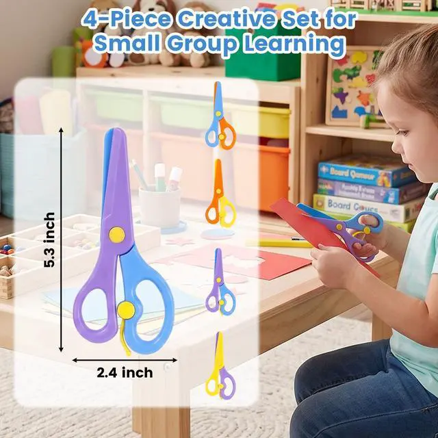 Alt view image 2 of 6 - Toddler Scissors, 4PCS Adaptive Blunt Tip Training Safety Scissors for Kids, Child Hand-Eye Coordination Development, Early Preschool Development Tools, Stocking Stuffer DIY Craft Projects