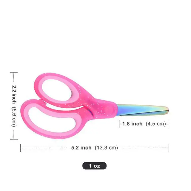 Alt view image 5 of 7 - 5" Kids Scissors Set(3 Pcs), Safety Rounded edge Blunt-Tip, Titanium Coating Blades, Comfort Grip for School Classroom Children and Toddler Cutting Craft Paper, Glitter Assorted Color