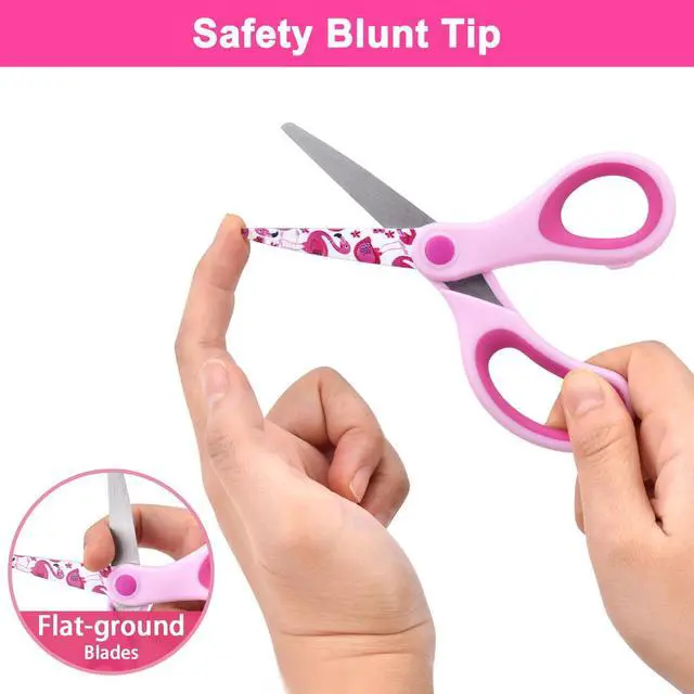 Alt view image 3 of 7 - 5" Kids Safety Scissors 3 Pack, Blunt-Tip Stainless Steel Blades (Print Design) & Ergonomic Comfort Handles, for Toddlers, Children, Small School Students, Craft Cutting Paper, Assorted Colors