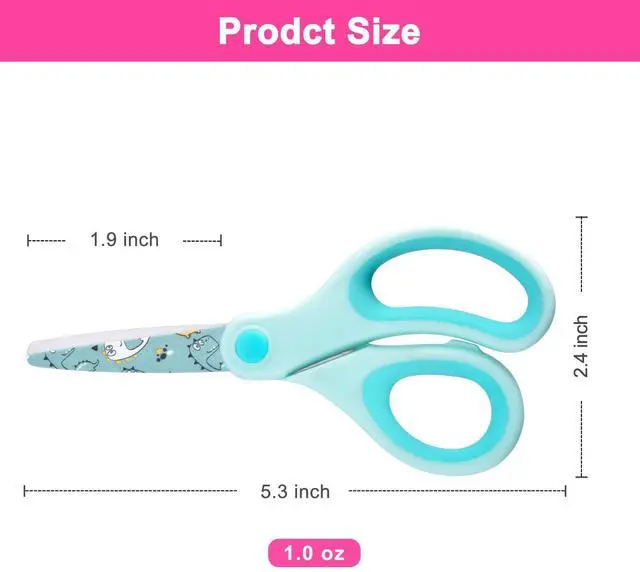 Alt view image 5 of 7 - 5" Kids Safety Scissors 3 Pack, Blunt-Tip Stainless Steel Blades (Print Design) & Ergonomic Comfort Handles, for Toddlers, Children, Small School Students, Craft Cutting Paper, Assorted Colors