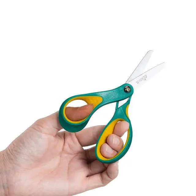 Alt view image 6 of 7 - Left Handed Kids Scissors for School 5" Blunt Safety 3 Pack | Ages 4+, Blade Covers Included, Comfort Grip, Stainless Steel Blade, Classroom Paper Craft Supplies