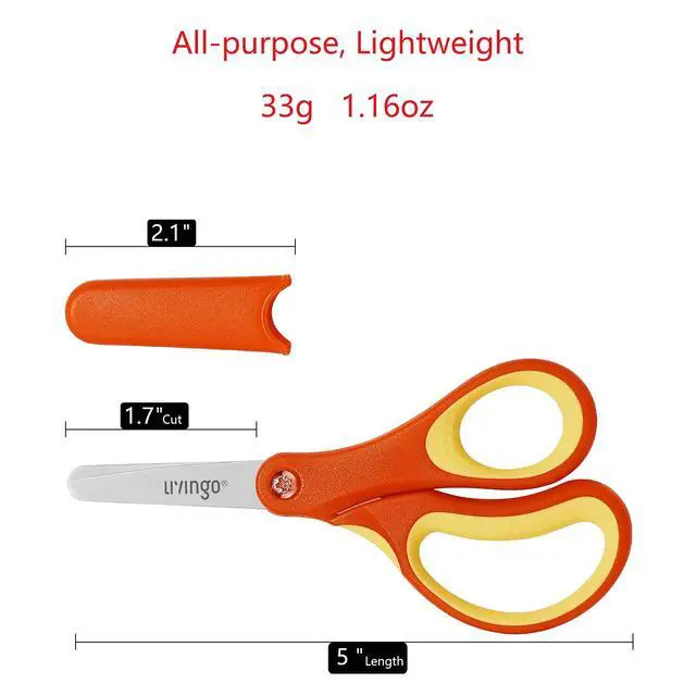 Alt view image 2 of 7 - Kids Safety Scissors 3 Pack, 5" Blunt School Craft | Protective Blade Covers, Left Right Handle Design, Ages 4+, Preschool Classroom Supplies