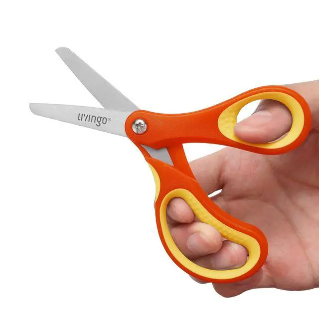 Alt view image 3 of 7 - Kids Safety Scissors 3 Pack, 5" Blunt School Craft | Protective Blade Covers, Left Right Handle Design, Ages 4+, Preschool Classroom Supplies