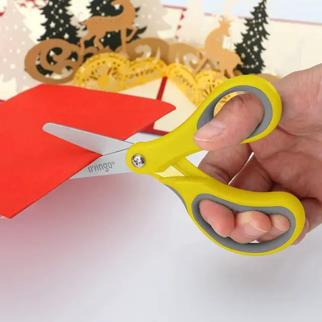 Alt view image 6 of 7 - Kids Safety Scissors 3 Pack, 5" Blunt School Craft | Protective Blade Covers, Left Right Handle Design, Ages 4+, Preschool Classroom Supplies