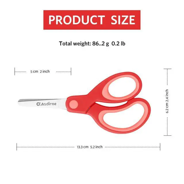 Alt view image 4 of 7 - Kids Scissors, Safety Children Scissors, Right-Handed, Stainless Steel Blades, Soft Grip, 3 Pack, Assorted Color, 13.5cm