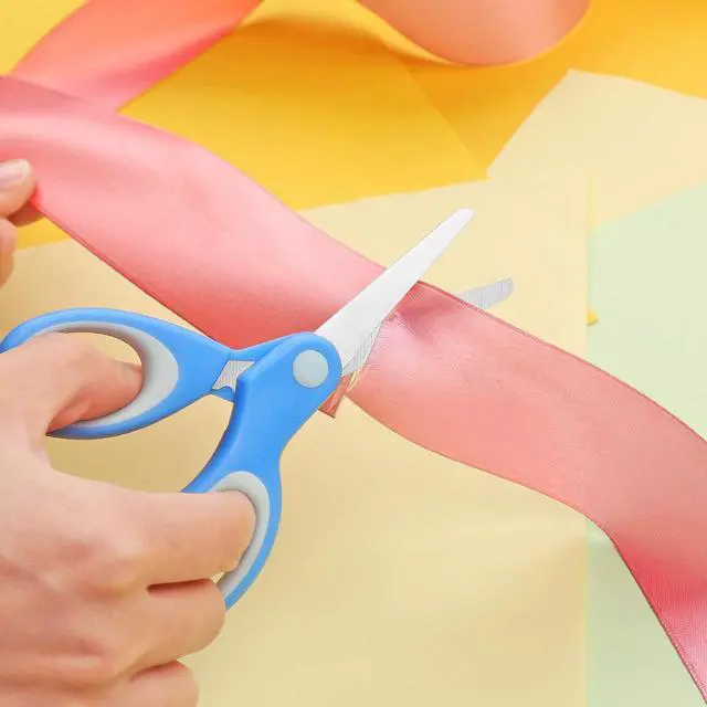 Alt view image 6 of 7 - Kids Scissors, Safety Children Scissors, Right-Handed, Stainless Steel Blades, Soft Grip, 3 Pack, Assorted Color, 13.5cm
