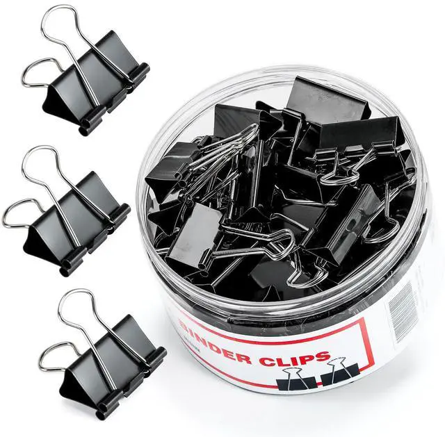 Main image of Binder Clips, 48 Pcs Medium Binder Clips, Kalerr Black Binder Clip Medium, 1.25 Inches Office Clip with Container, Paper Binder Clip Office Supplies, Paper Clamps Bulk for Office, Home, School
