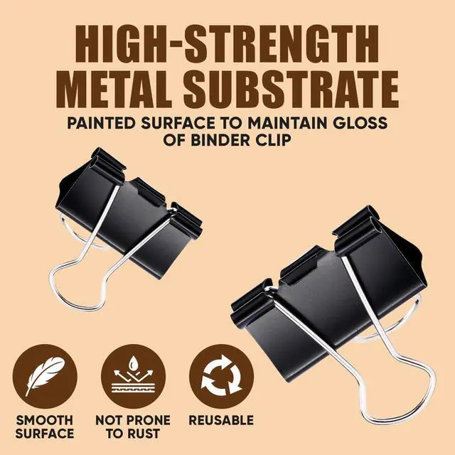 Alt view image 4 of 7 - Binder Clips, 48 Pcs Medium Binder Clips, Kalerr Black Binder Clip Medium, 1.25 Inches Office Clip with Container, Paper Binder Clip Office Supplies, Paper Clamps Bulk for Office, Home, School