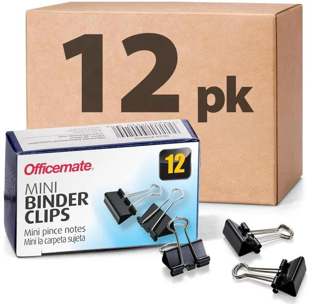 Main image of Mini Binder Clips, 144 Count (12 Boxes of 12 Clips), Heavy-Duty Metal Handles, Black Paper Fasteners for Office, School & Home Organization (99010)