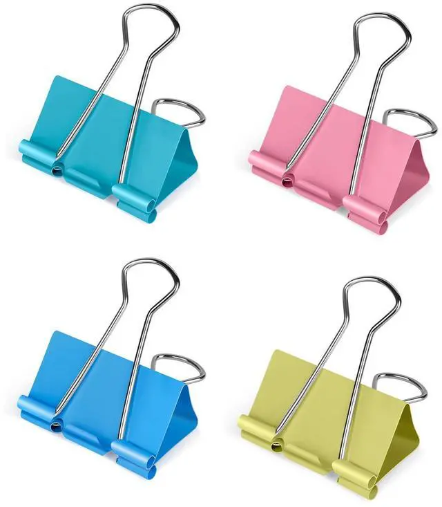 Main image of Medium Binder Clips 1.25 inch Length, (40 Pcs) Colorful Paper Clips Medium for Office