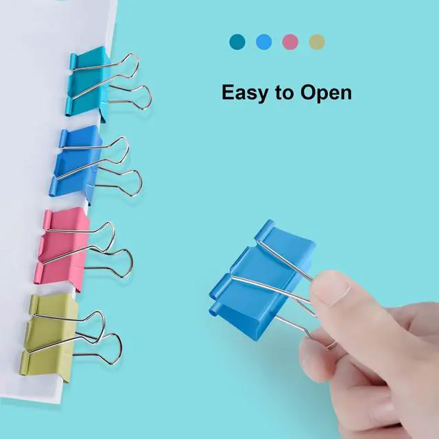 Alt view image 4 of 7 - Medium Binder Clips 1.25 inch Length, (40 Pcs) Colorful Paper Clips Medium for Office