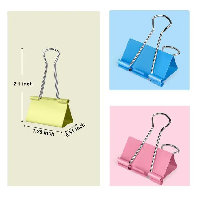 Alt view image 2 of 7 - Medium Binder Clips 1.25 inch Length, (40 Pcs) Colorful Paper Clips Medium for Office