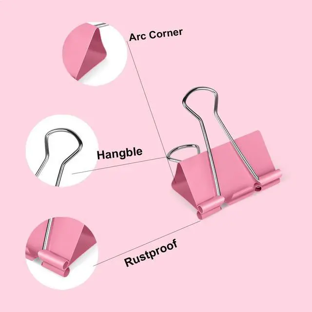 Alt view image 6 of 7 - Medium Binder Clips 1.25 inch Length, (40 Pcs) Colorful Paper Clips Medium for Office