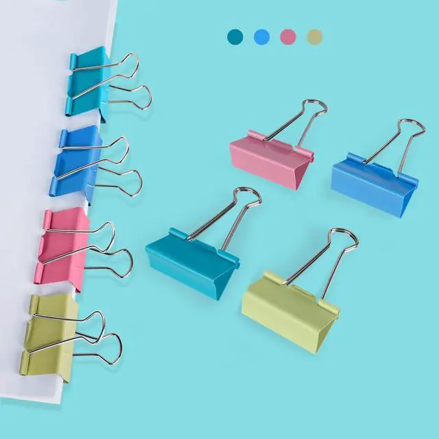 Alt view image 5 of 7 - Medium Binder Clips 1.25 inch Length, (40 Pcs) Colorful Paper Clips Medium for Office