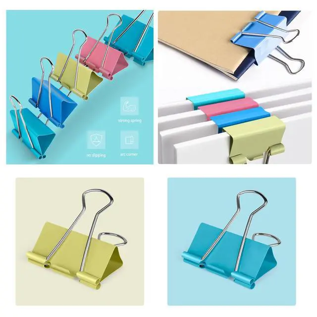 Alt view image 7 of 7 - Medium Binder Clips 1.25 inch Length, (40 Pcs) Colorful Paper Clips Medium for Office