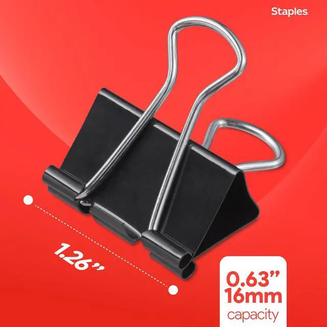 Alt view image 3 of 7 - Medium Binder Clips, 0.63 Inch Capacity, Black, 144 Clips/Pack | Secure paper organization for office, school, and home filing needs. Bulk pack of 144.