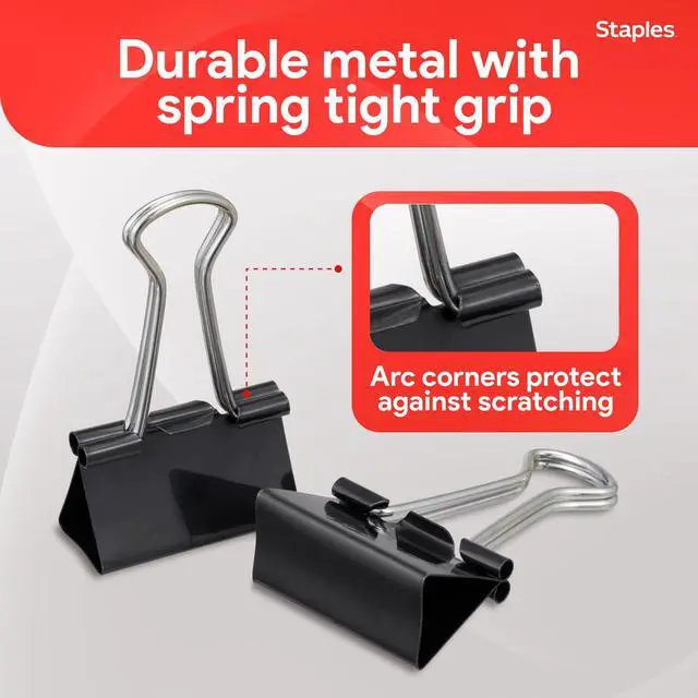 Alt view image 4 of 7 - Medium Binder Clips, 0.63 Inch Capacity, Black, 144 Clips/Pack | Secure paper organization for office, school, and home filing needs. Bulk pack of 144.