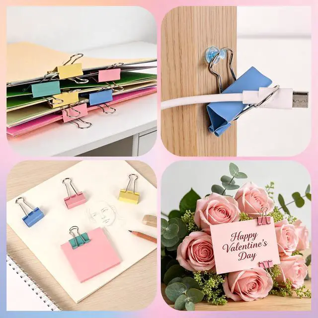 Alt view image 5 of 7 - 180Pcs Colorful Binder Clips Assorted Size, Metal Paper Clips for Daily Use | Clips Office Supplies for Documents, Files, School Supplies, Home and Desk Organization
