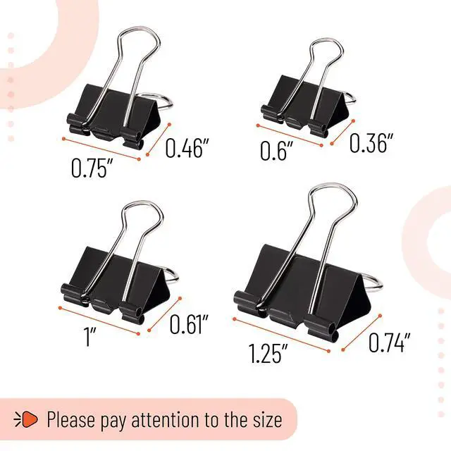 Alt view image 3 of 7 - Binder Clips, 100 pcs, Assorted Sizes, Black Binder Paper Clips | Bulk Paper Clamps for Office Supplies, Home, School, Business, Document Organizing