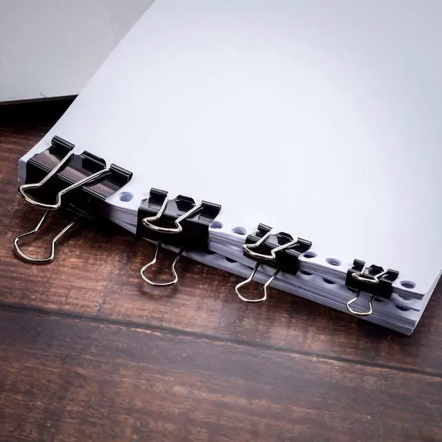 Alt view image 7 of 7 - Binder Clips, 100 pcs, Assorted Sizes, Black Binder Paper Clips | Bulk Paper Clamps for Office Supplies, Home, School, Business, Document Organizing