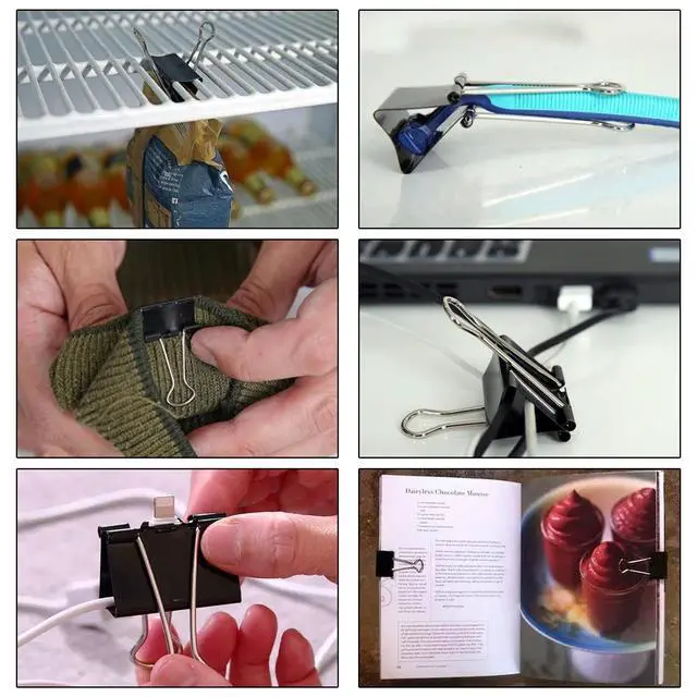 Alt view image 6 of 7 - Binder Clips, 100 pcs, Assorted Sizes, Black Binder Paper Clips | Bulk Paper Clamps for Office Supplies, Home, School, Business, Document Organizing