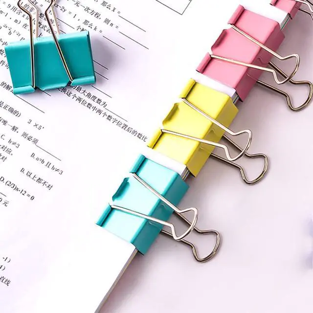 Alt view image 5 of 7 - 60pcs Colored Binder Clips Paper Clamps Assorted Size Small, Medium, Large Binder Paper Clips