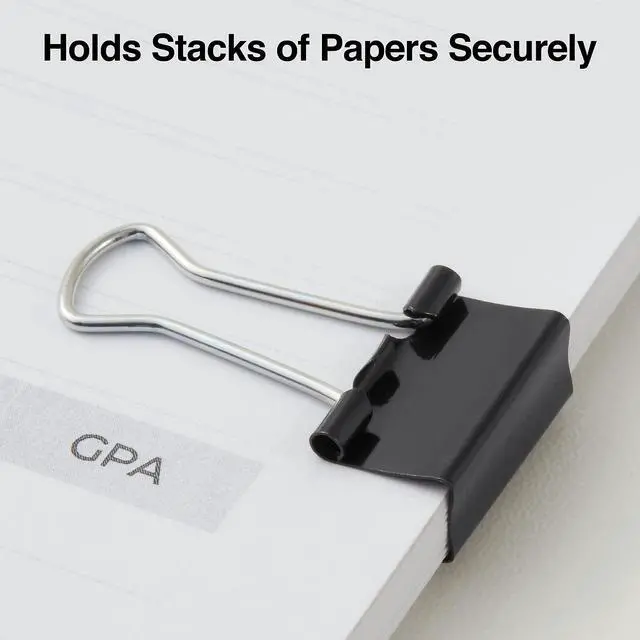 Alt view image 4 of 6 - Binder Clips, Small Size, 0.38" Capacity, Black, 144 Pack Compact Clips for Documents, Notes & Office Use | Compact clips secure documents and notes for everyday office use.