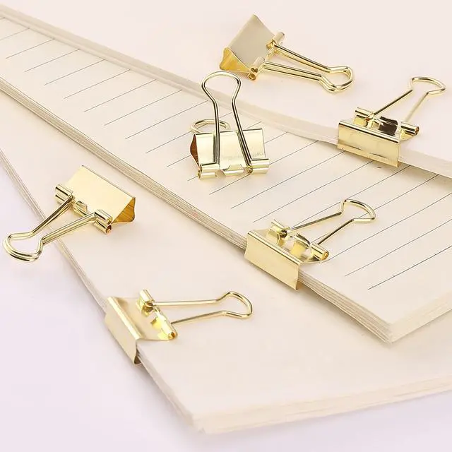Alt view image 6 of 7 - Small Binder Clips, 50 pcs, 0.75", Small Size | Gold Metal Binder Paper Clips, Paper Clamps for Office Supplies, Home, School, Business, Document Organizing