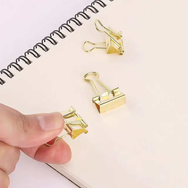 Alt view image 7 of 7 - Small Binder Clips, 50 pcs, 0.75", Small Size | Gold Metal Binder Paper Clips, Paper Clamps for Office Supplies, Home, School, Business, Document Organizing