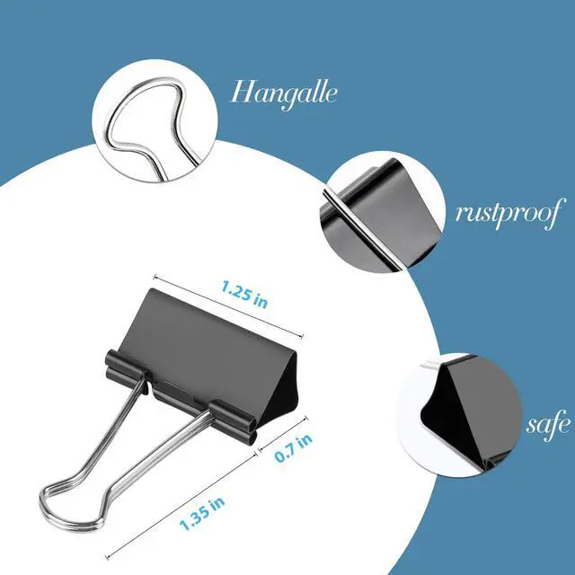 Alt view image 2 of 7 - Medium Binder Clips 1.25 inch Length, (40 Pcs) Medium Paper Clips for Office Supplies