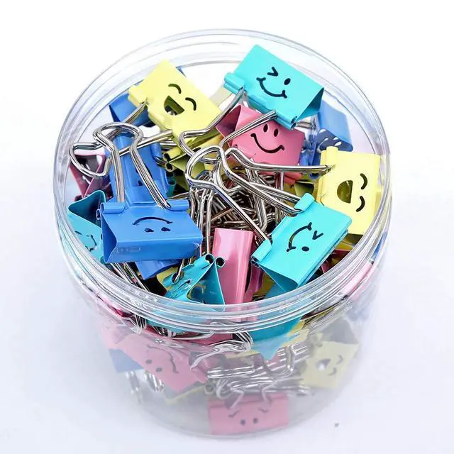 Alt view image 4 of 7 - 80pack Binder Clips, Limque Paper Clips,Paper Clamps with Colored Cute Hollow Smiling Face,80 Pcs Assorted Size Clip, for Office,Teacher Gifts and Kitchen