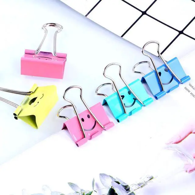 Alt view image 6 of 7 - 80pack Binder Clips, Limque Paper Clips,Paper Clamps with Colored Cute Hollow Smiling Face,80 Pcs Assorted Size Clip, for Office,Teacher Gifts and Kitchen