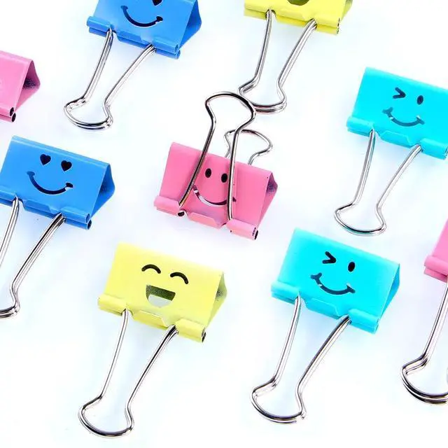 Alt view image 7 of 7 - 80pack Binder Clips, Limque Paper Clips,Paper Clamps with Colored Cute Hollow Smiling Face,80 Pcs Assorted Size Clip, for Office,Teacher Gifts and Kitchen
