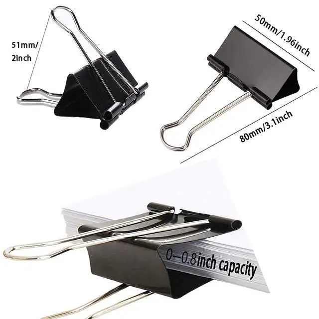 Alt view image 3 of 7 - Extra Large Binder Clips 2 Inch (48 Pack), Black | Big Paper Clamps for Office and Home Supplies
