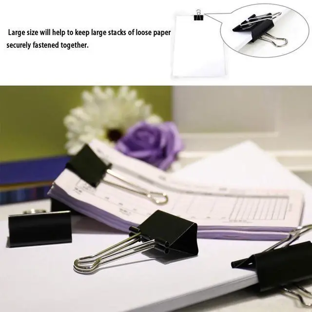 Alt view image 4 of 7 - Extra Large Binder Clips 2 Inch (48 Pack), Black | Big Paper Clamps for Office and Home Supplies