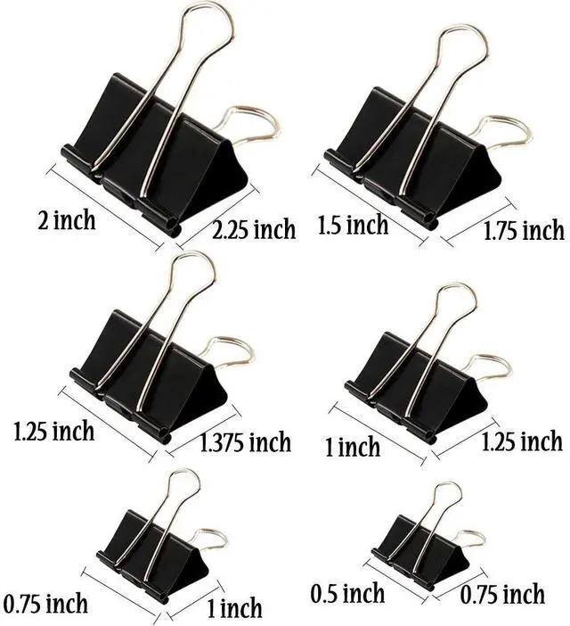 Alt view image 2 of 6 - Binder Clips Paper Clamp for Paper-130 Pcs Clips Paper Binder Assorted Sizes (Black)