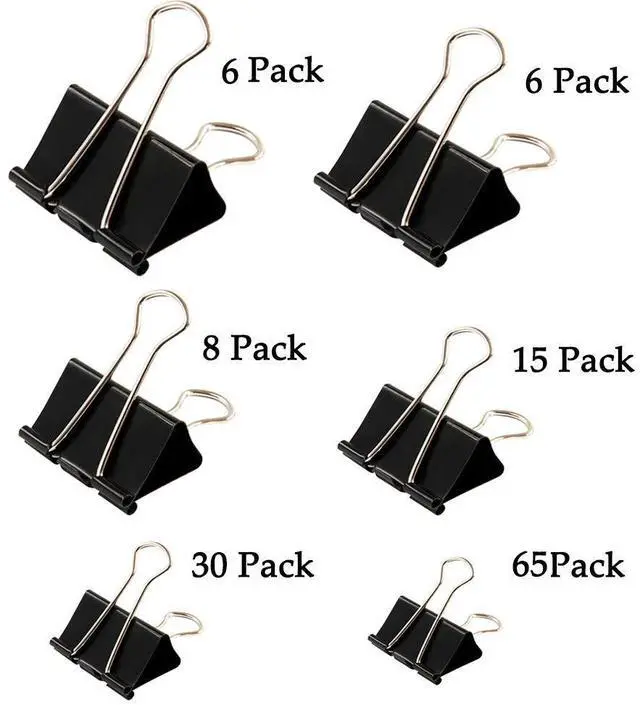 Alt view image 3 of 6 - Binder Clips Paper Clamp for Paper-130 Pcs Clips Paper Binder Assorted Sizes (Black)