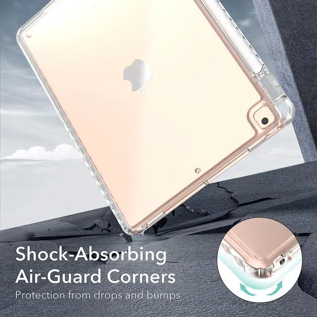 Alt view image 4 of 7 - Hybrid Back Case Compatible with iPad 10.2 Inch 2021/2020/2019, for iPad 9th/8th/7th Generation Case with Pencil Holder, Slim Clear Transparent Back Cover with Shockproof Soft TPU Bumper,Clear