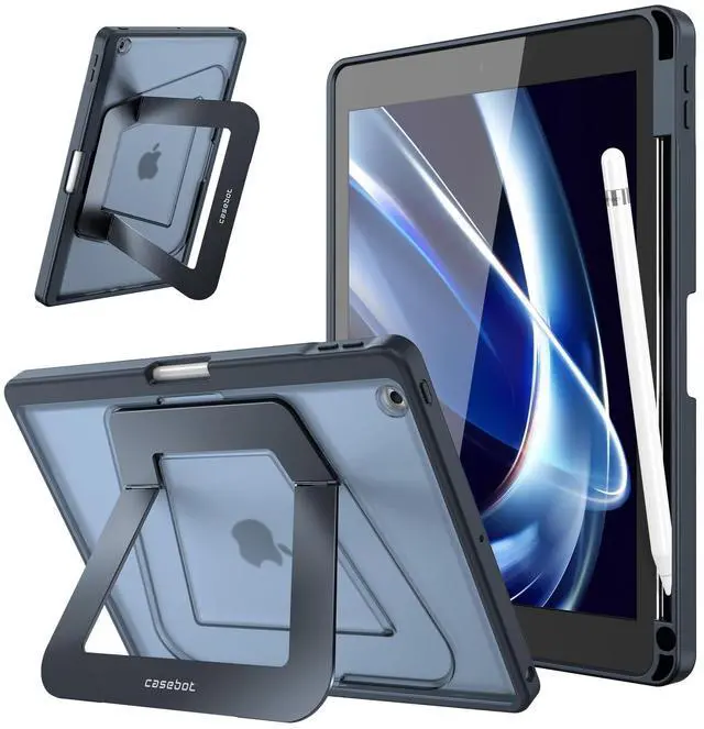 Main image of Shockproof Case for iPad 9th / 8th / 7th Generation 10.2 Inch | Slim Frosted Hard Back Cover, Multi-Angle Viewing, Built-in Kickstand & Pencil Holder, Anti-Scratch, Black