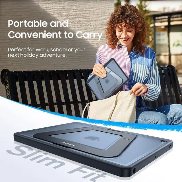 Alt view image 7 of 7 - Shockproof Case for iPad 9th / 8th / 7th Generation 10.2 Inch | Slim Frosted Hard Back Cover, Multi-Angle Viewing, Built-in Kickstand & Pencil Holder, Anti-Scratch, Black