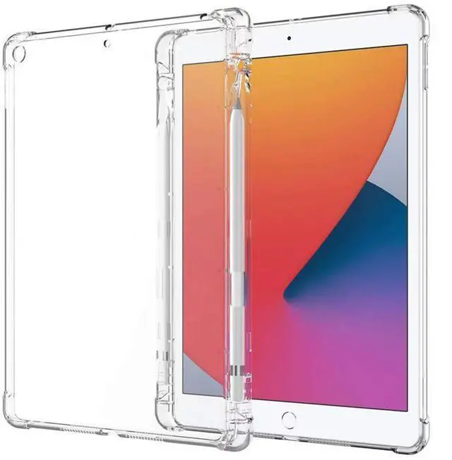 Main image of Clear Case for iPad 10.2 7th/8th/9th Generation with Pencil Holder | Shockproof Thin Slim Transparent Flexible TPU Gel Silicon Back Cover Protective Shell Fit iPad 10.2 Inch