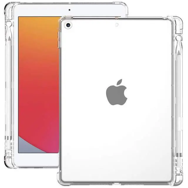 Alt view image 2 of 7 - Clear Case for iPad 10.2 7th/8th/9th Generation with Pencil Holder | Shockproof Thin Slim Transparent Flexible TPU Gel Silicon Back Cover Protective Shell Fit iPad 10.2 Inch