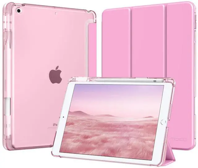 Main image of for iPad 9th/8th/7th Generation Case 10.2-Inch with Pencil Holder,Pink | For iPad 10.2 Case 2021/2020/2019, Slim Light Trifold Smart Protective Cover with Hard PC Translucent Back Shell