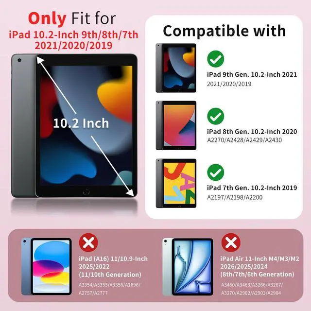 Alt view image 2 of 7 - for iPad 9th/8th/7th Generation Case 10.2-Inch with Pencil Holder,Pink | For iPad 10.2 Case 2021/2020/2019, Slim Light Trifold Smart Protective Cover with Hard PC Translucent Back Shell