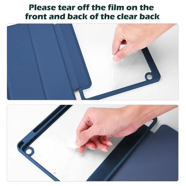 Alt view image 3 of 7 - Slim Case for iPad 9th/8th/7th Generation 10.2 inch, Navy | Transparent Back Protective Cover with Pencil Holder for iPad 9/8/7 Generation 10.2" (2021/2020/2019)