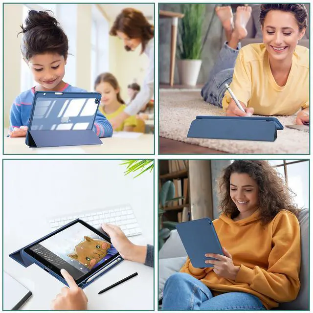 Alt view image 7 of 7 - Slim Case for iPad 9th/8th/7th Generation 10.2 inch, Navy | Transparent Back Protective Cover with Pencil Holder for iPad 9/8/7 Generation 10.2" (2021/2020/2019)