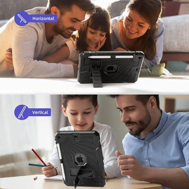 Alt view image 3 of 7 - iPad 9.7 Case with Pencil Holder 2018/2017 | iPad 6th Generation Cases with Stand | iPad 5th Generation Case for Kids | Slim Shockproof Protective Case for iPad 9.7 inch 5th/6th Gen Black