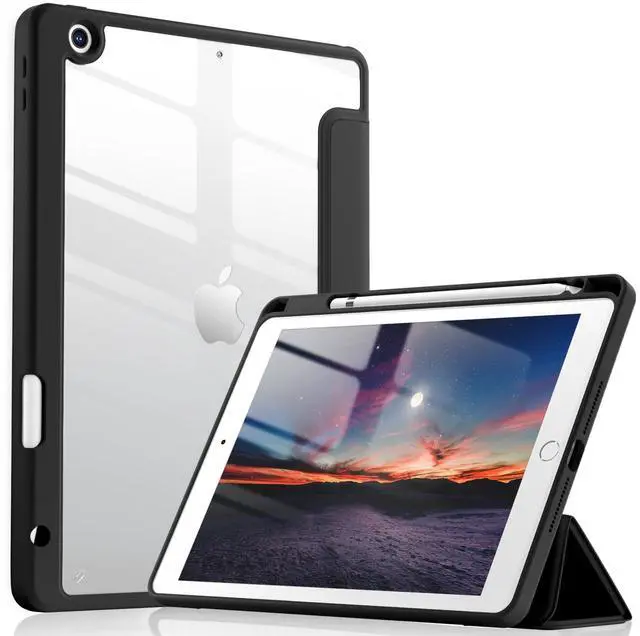 Main image of for iPad 9th /8th /7th Generation Case(2021/2020/2019) 10.2 inch | Full Body Protective Cover with Pencil Holder, Clear Case Designed for iPad 10.2 Inch, Auto Sleep/Wake Cover, Black